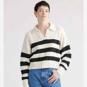 Quince Organic Cropped Cotton Polo Sweater, XS
